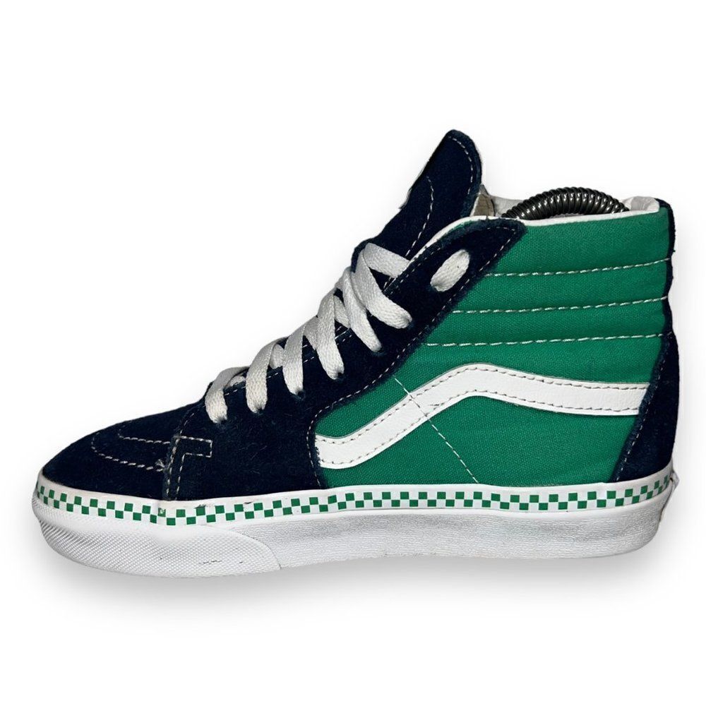Vans Sk8-Hi Skate Shoes Navy Suede / Aqua Canvas / White Women's 5 - Picture 6 of 11